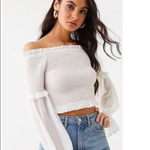 White off the shoulder crop top